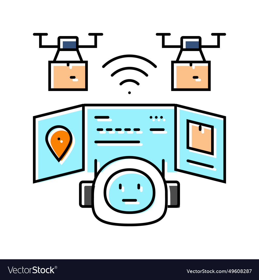 Remote monitoring autonomous delivery color icon