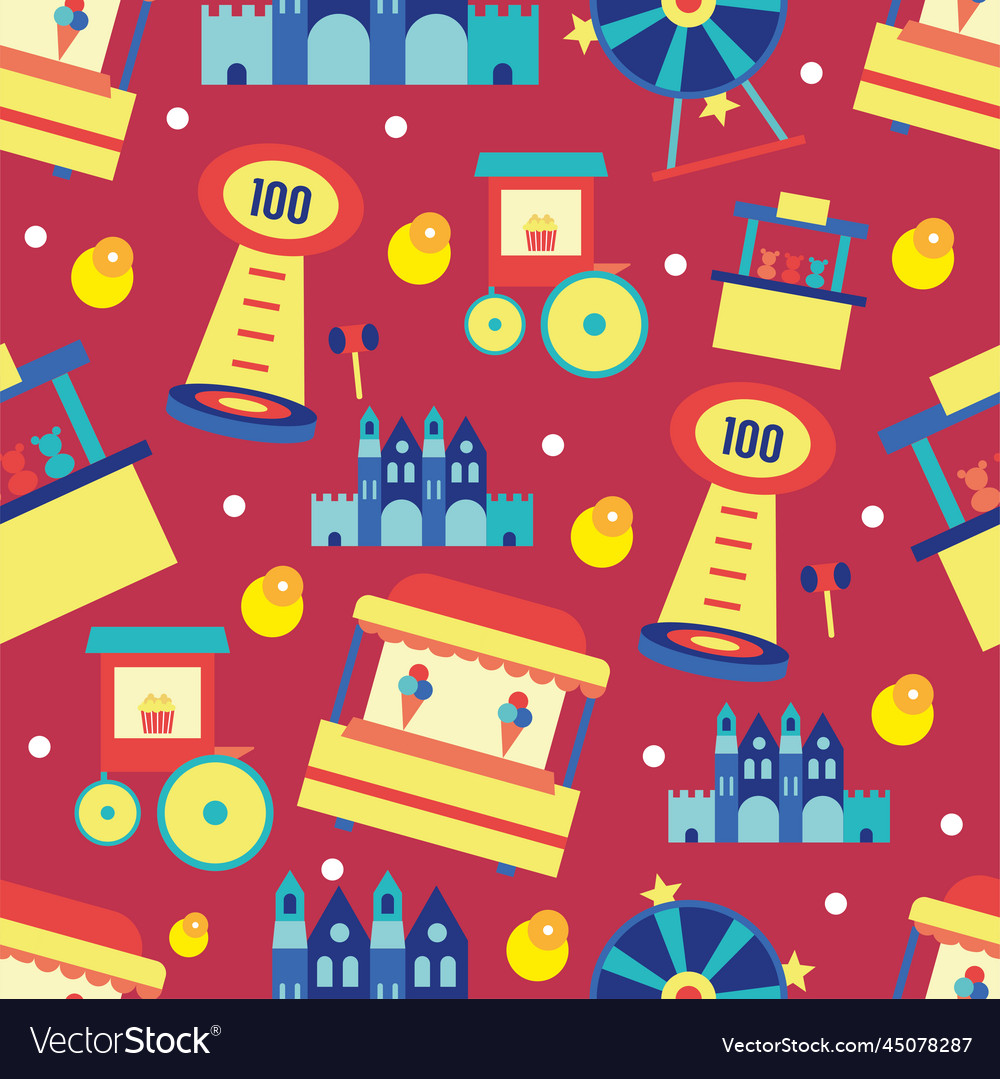 Seamless pattern background with amusement park