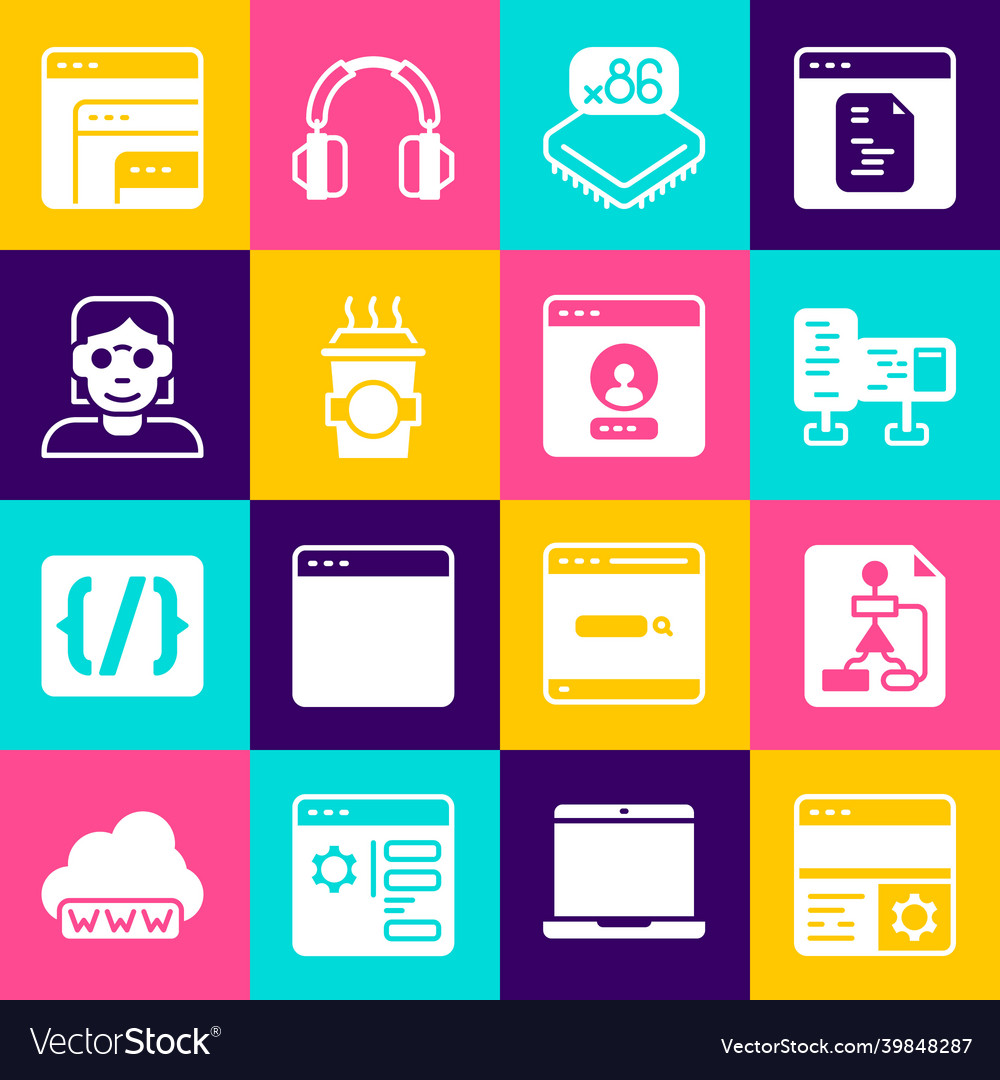 Set debugging flowchart computer monitor screen vector image Set debugging flowchart computer monitor screen