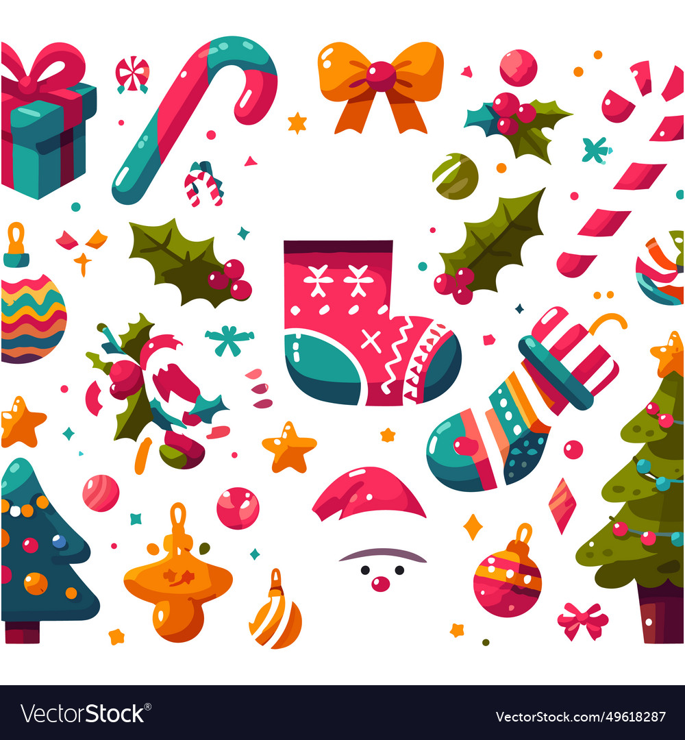 Winter season decor color set Vector Image Winter season decor color set
