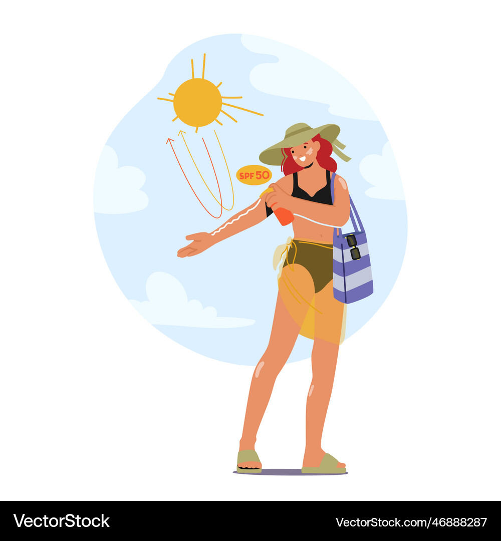 Woman Applying Sunscreen on Beach Royalty Free Vector Image