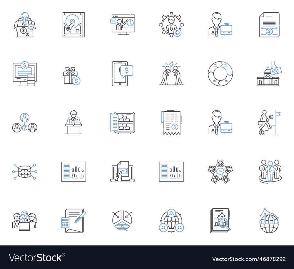 Asset management line icons collection Royalty Free Vector