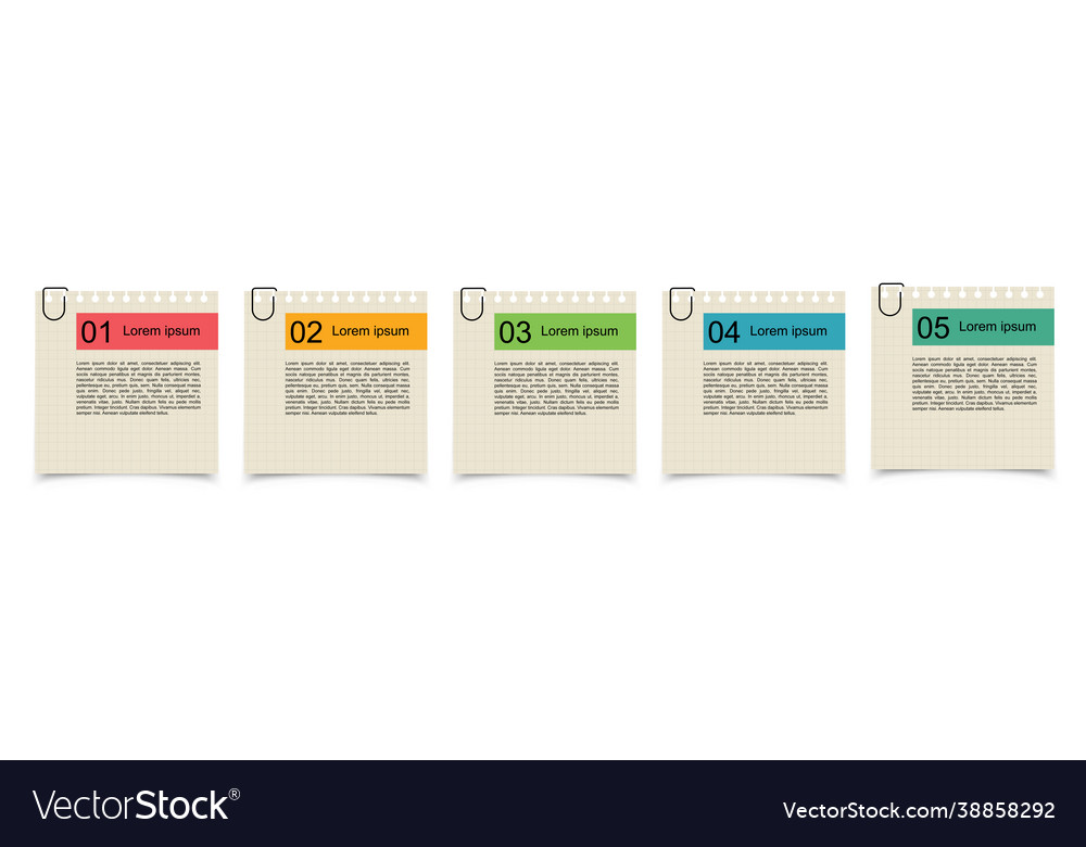 Business data visualization note paper with steps Vector Image