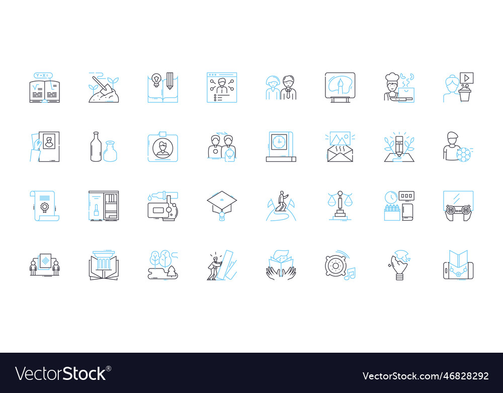 Classroom training linear icons set learning Vector Image Classroom training linear icons set learning