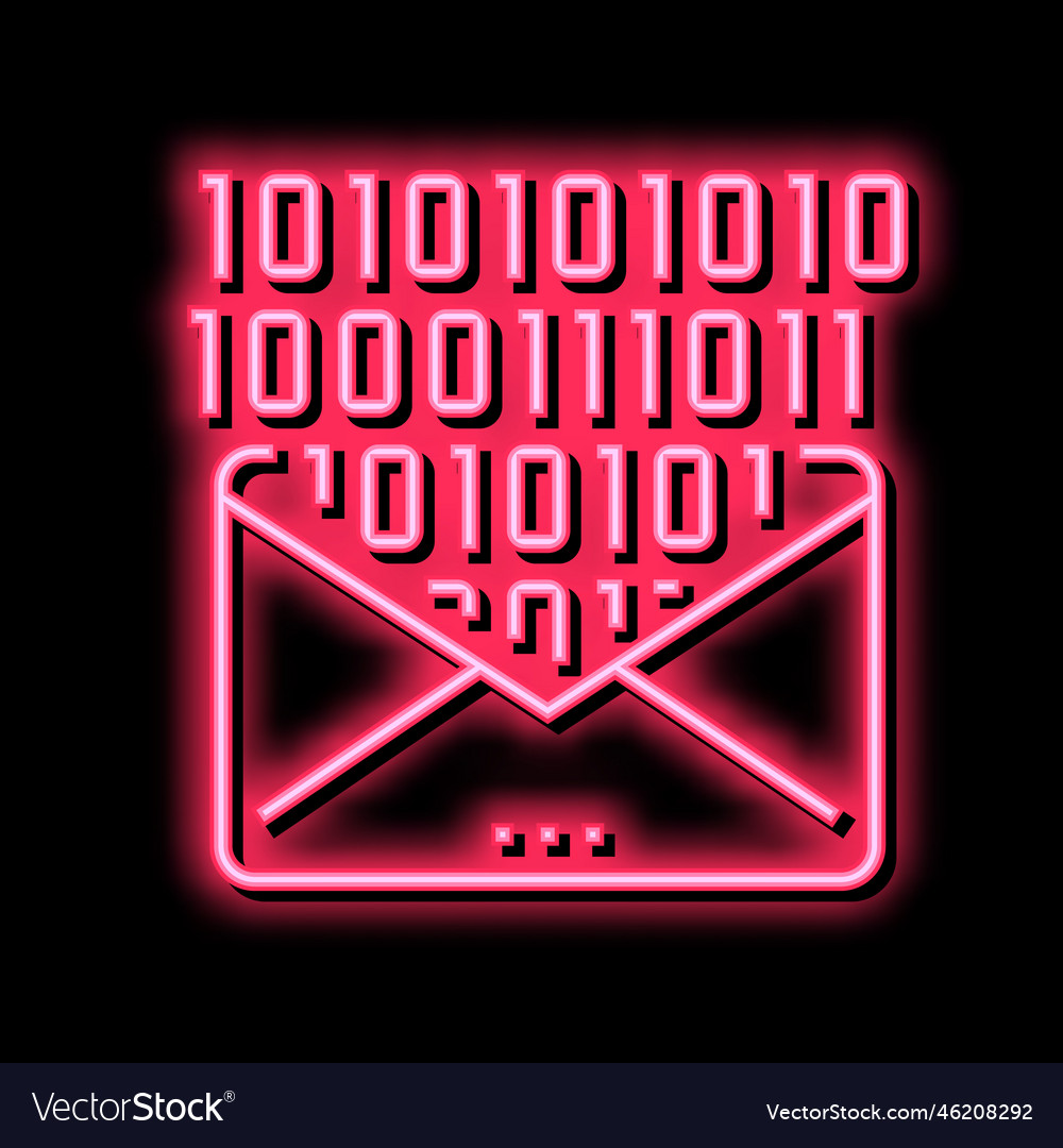 Email message with binary code color icon