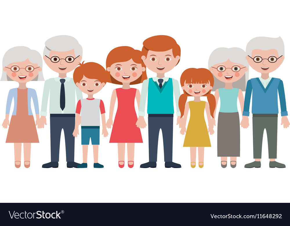 Grandparents parents and kids cartoons design Vector Image