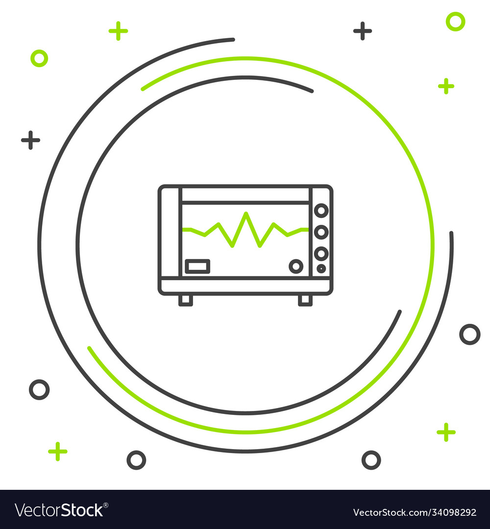 Line computer monitor with cardiogram icon vector image Line computer monitor with cardiogram icon