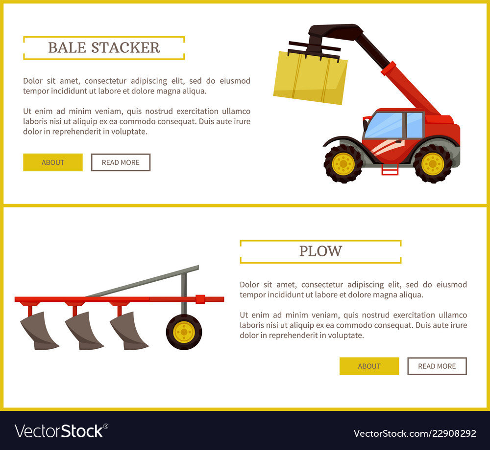 Plow and bale stacker set vector image Plow and bale stacker set