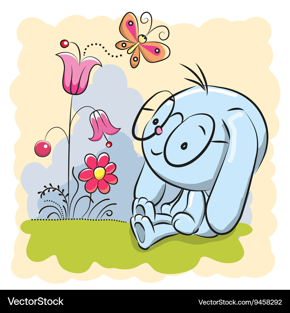Rabbit with flowers Royalty Free Vector Image - VectorStock