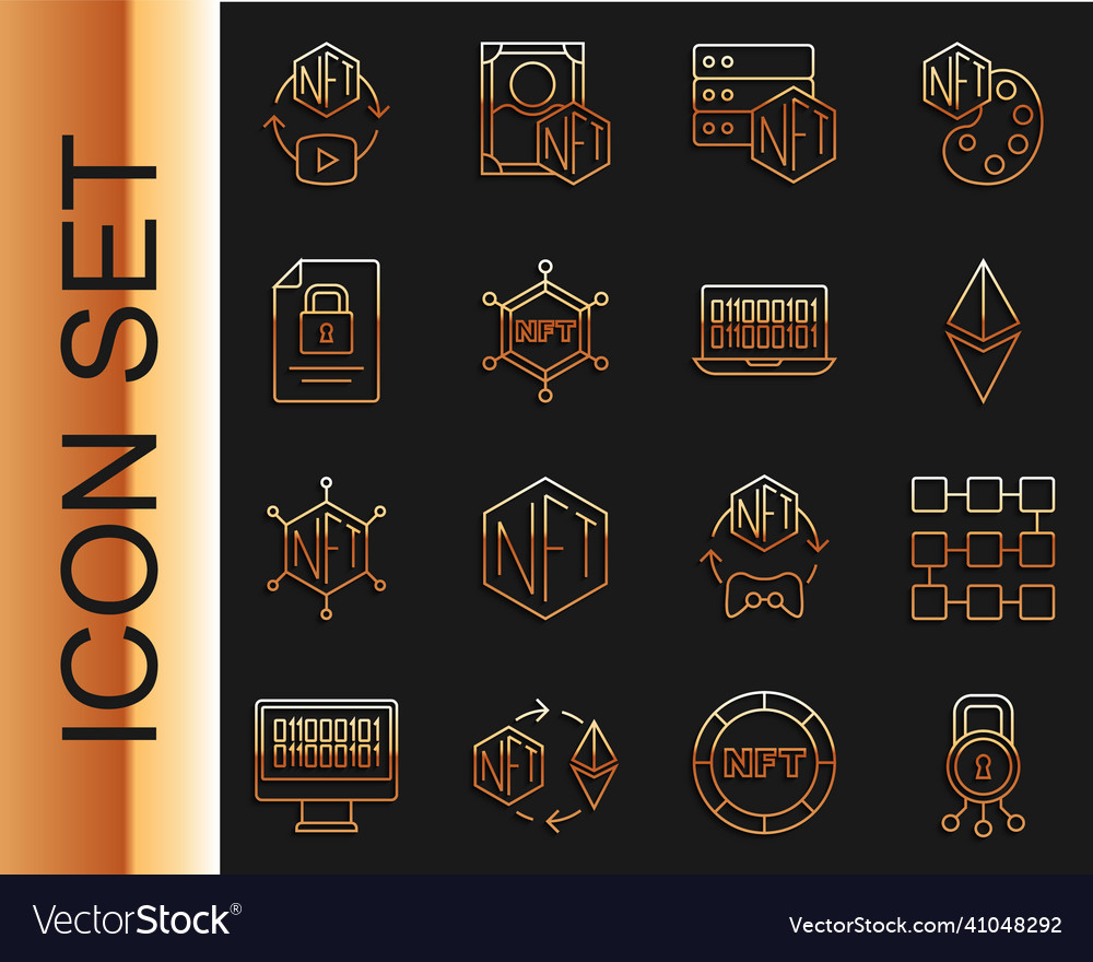 Set line cyber security nft blockchain technology