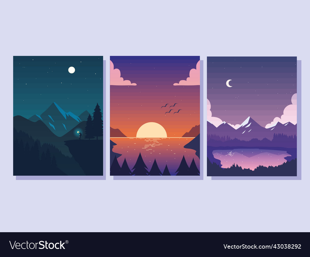 Set of different landscapes