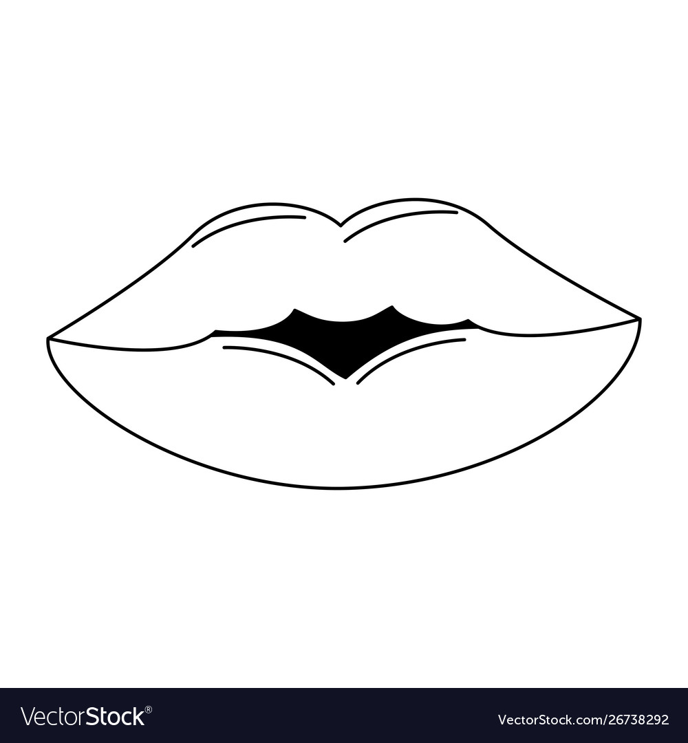 Sexy Retro Lippen Make-up Cartoon in schwarz und weiß