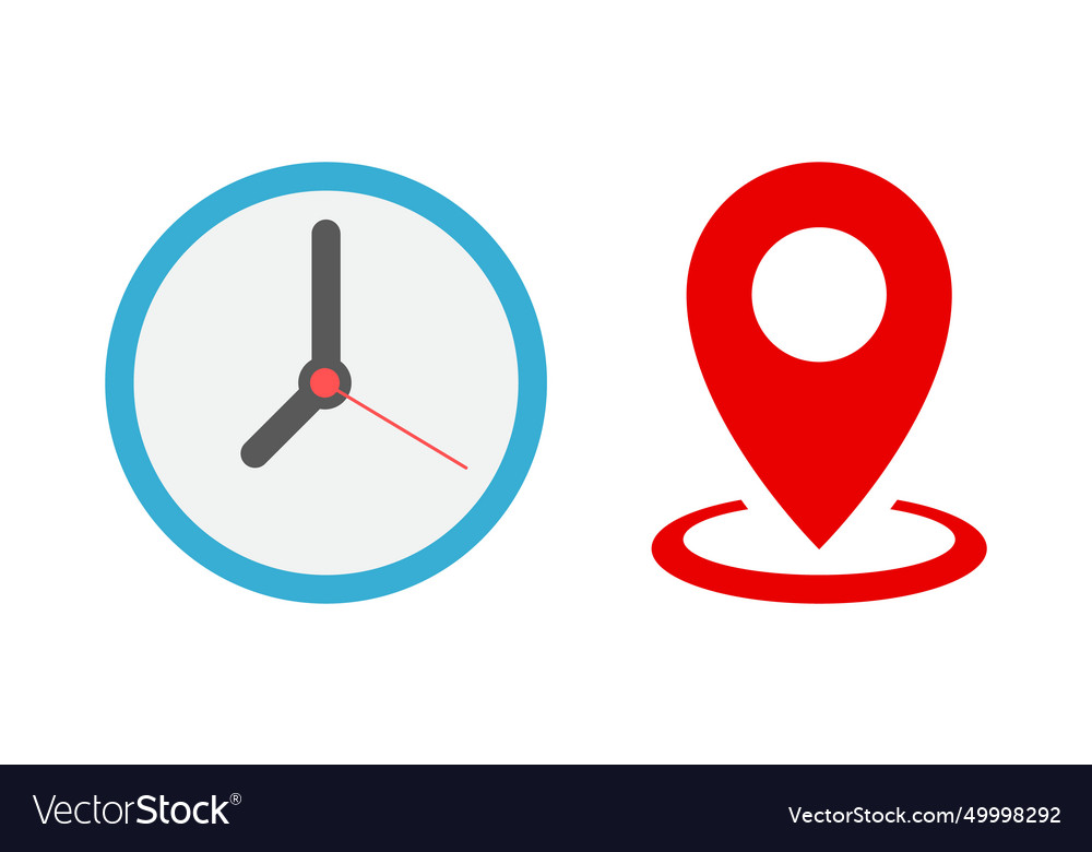 Time and address icon in flat style