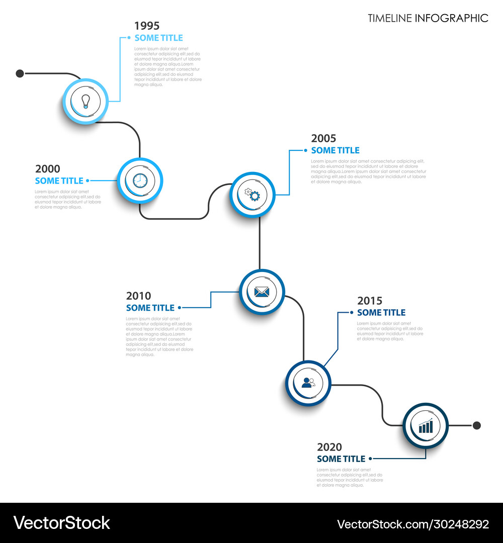 Time line info graphic with round pointers Vector Image