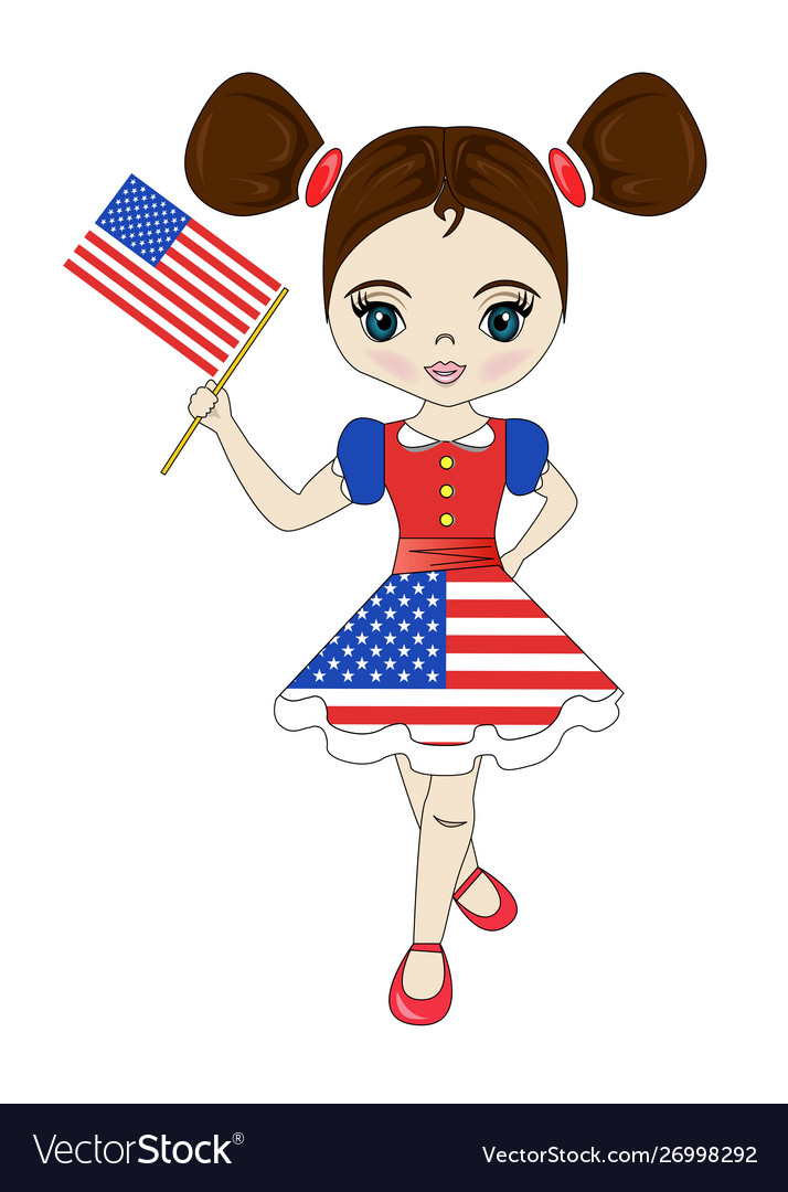 With a beautiful girl and a flag Royalty Free Vector Image