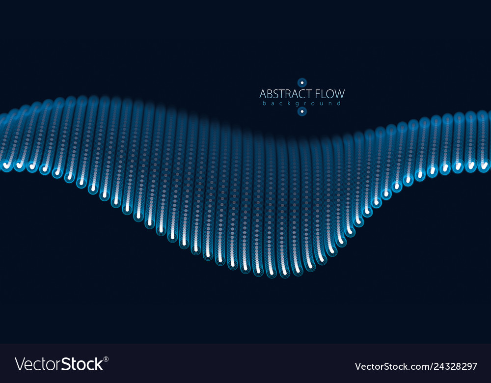 Array of particles flowing dynamic sound wave 3d vector image Array of particles flowing dynamic sound wave 3d