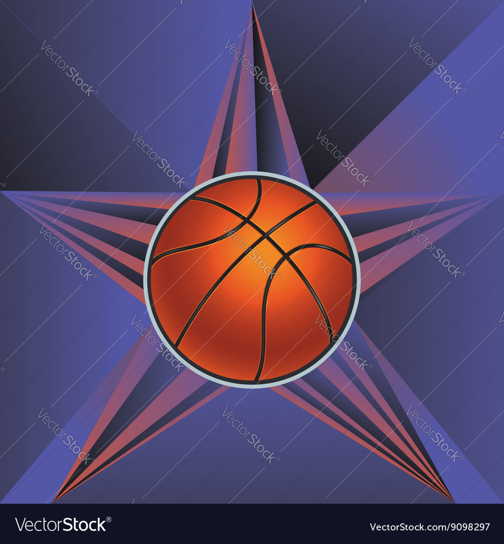 Basketball ball on rays background