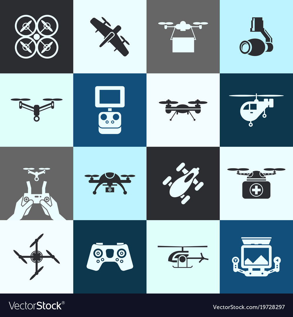 Digital flying drone objects color