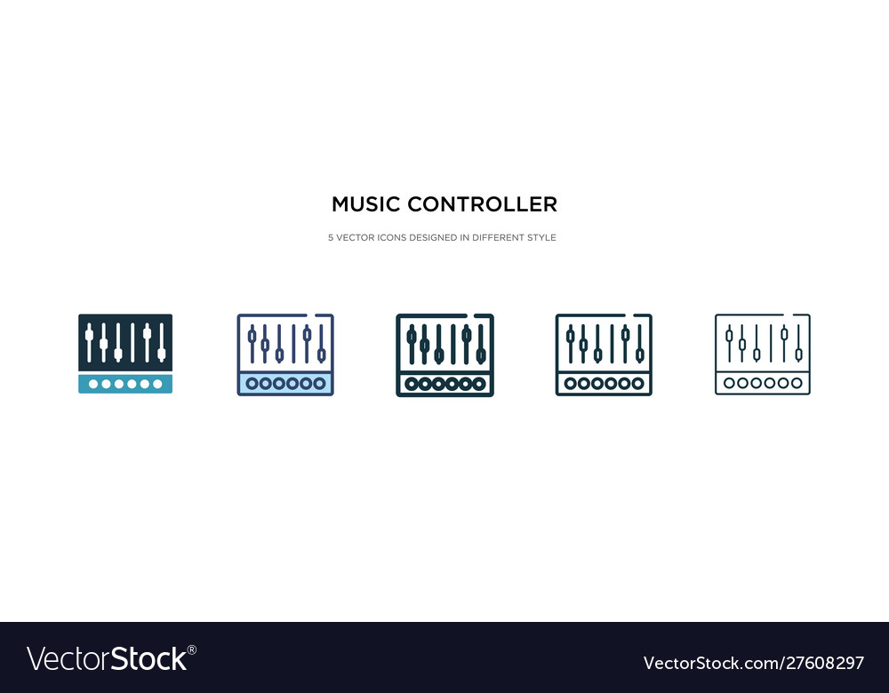 Music controller icon in different style two vector image Music controller icon in different style two