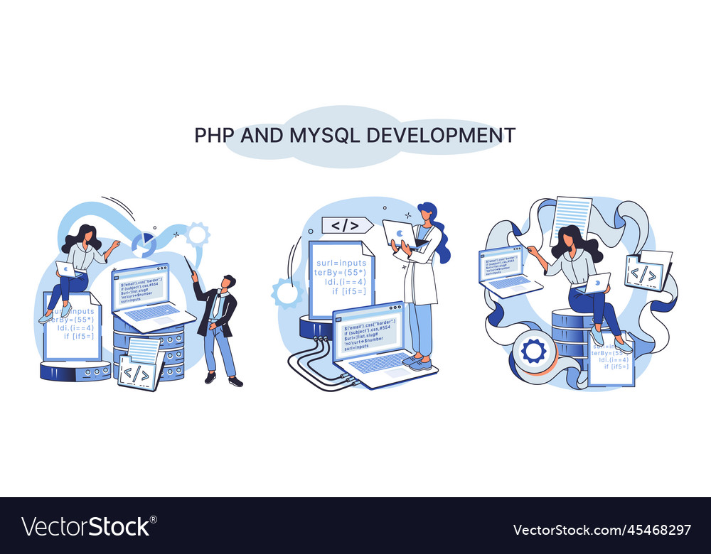 Php and mysql development software website vector image Php and mysql development software website
