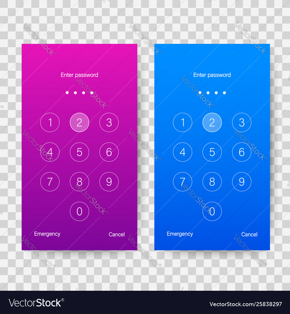 Screen lock authentication password smartphone vector image Screen lock authentication password smartphone