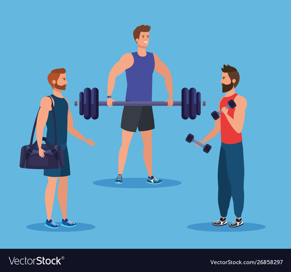 Set fitness men with bag and weight