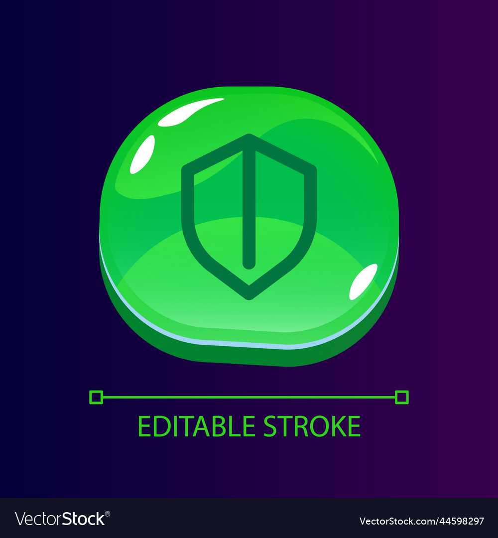 Shield glossy ui button with linear icon vector image Shield glossy ui button with linear icon