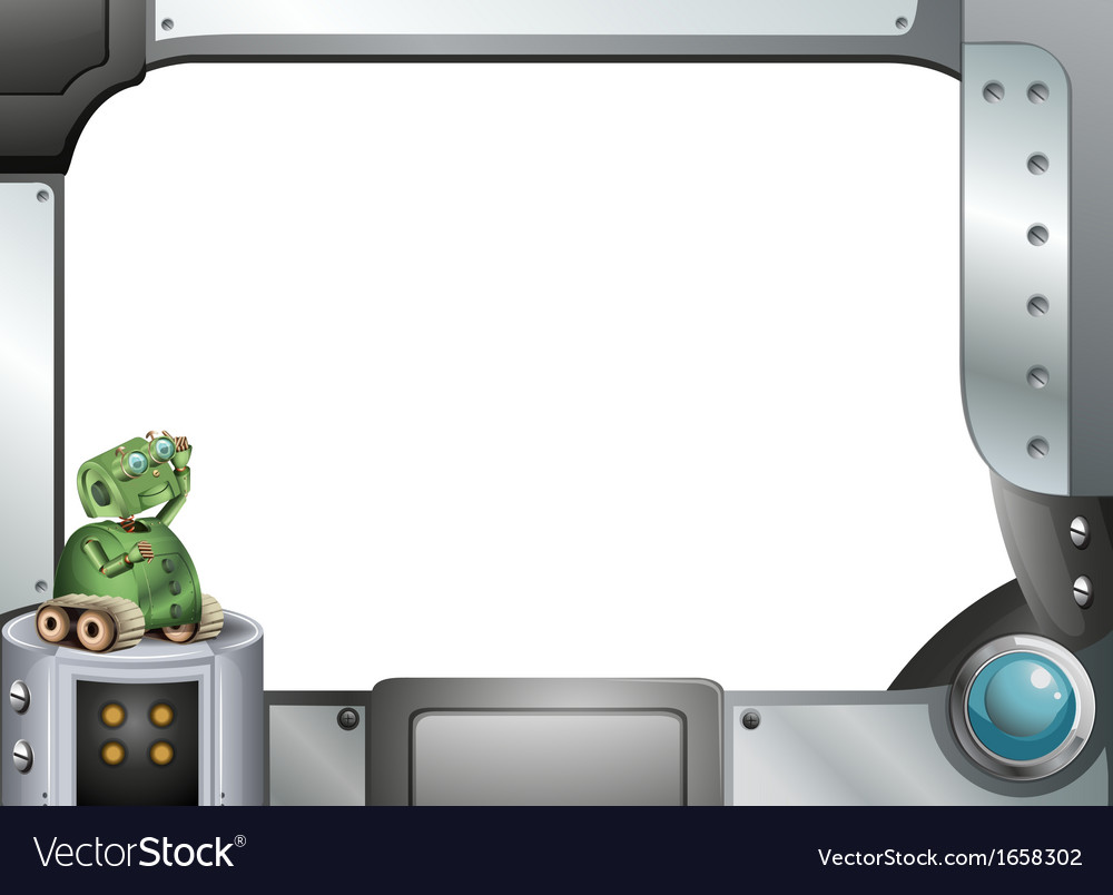 A robot in a metallic frame Royalty Free Vector Image