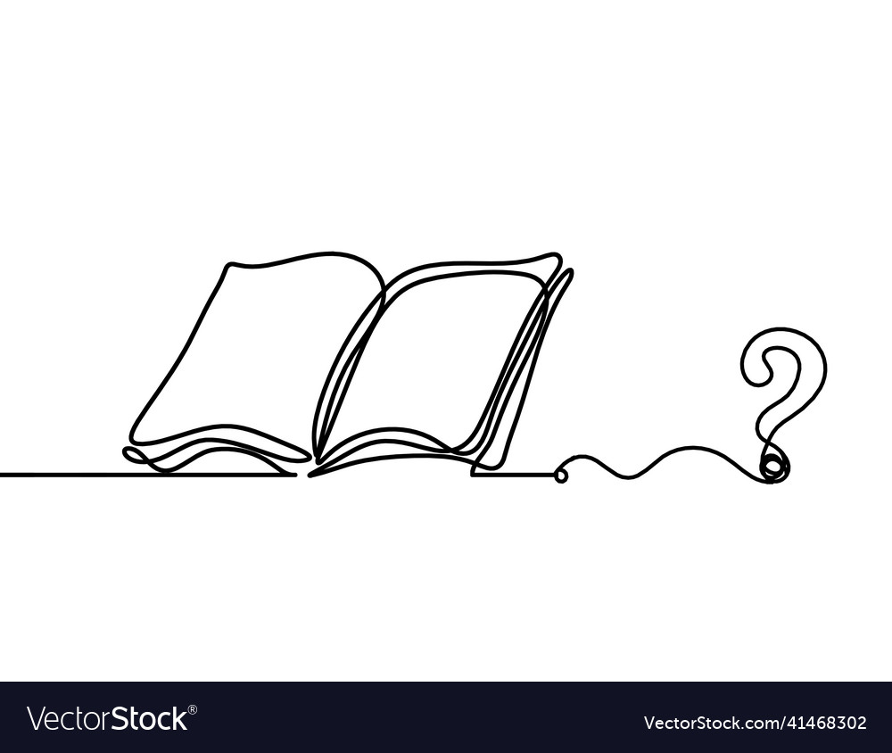 Abstract book with question mark as line drawing