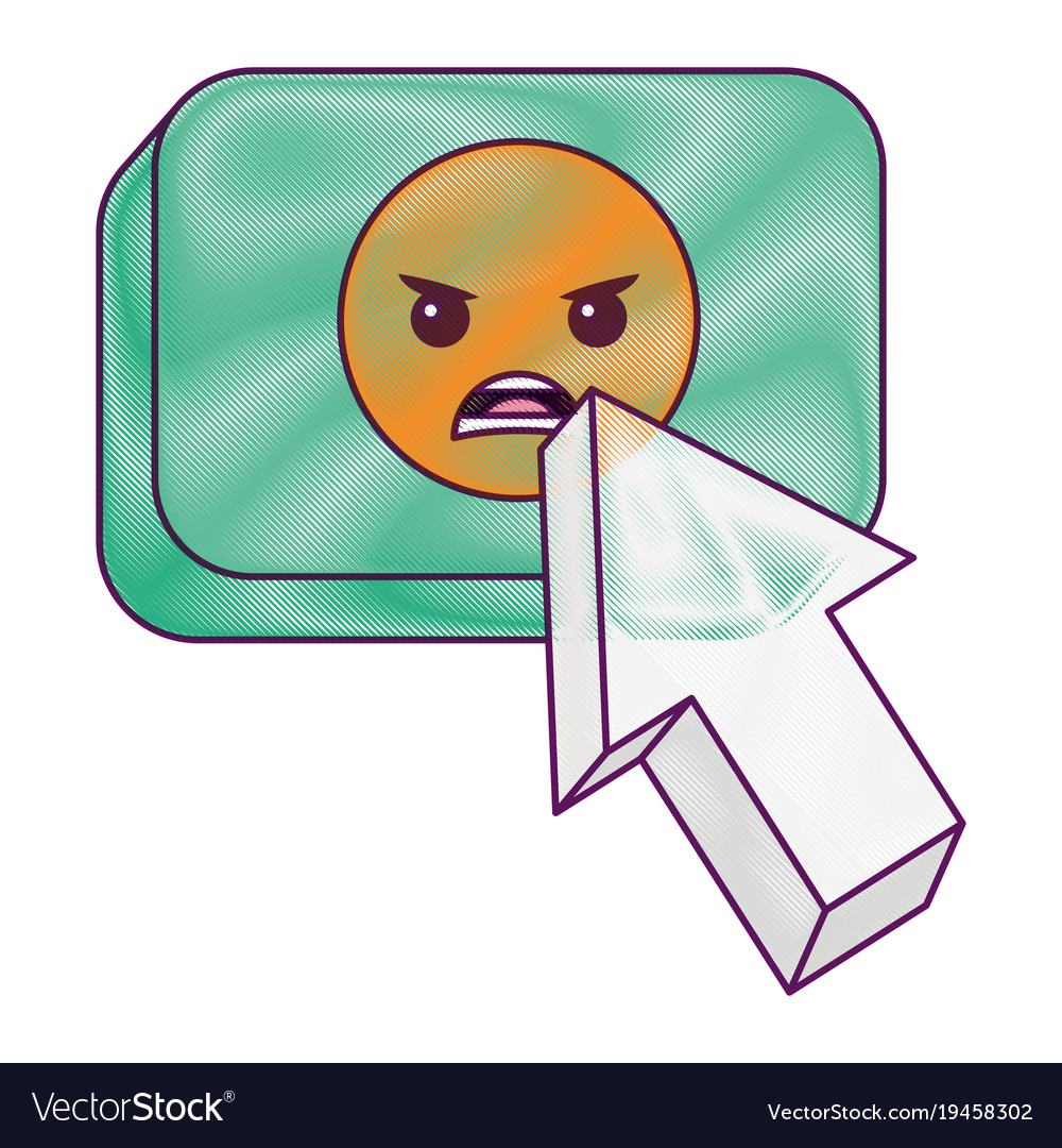 Arrow cursor with emoticon angry button icon