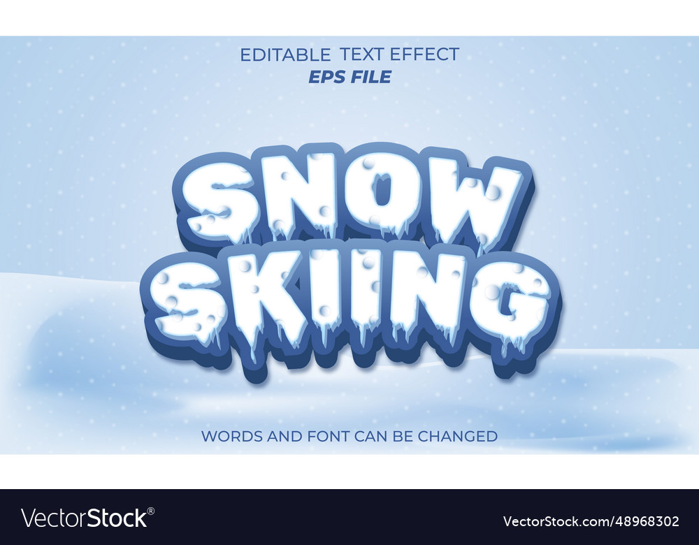 Cold text effect font editable typography 3d vector image Cold text effect font editable typography 3d
