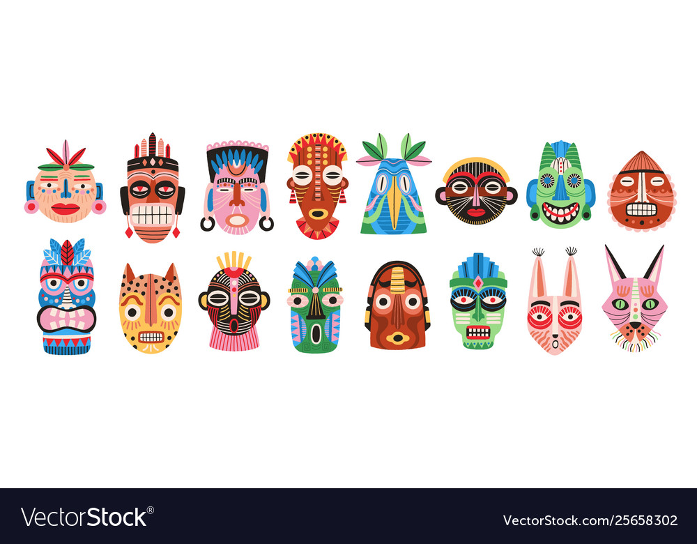 Collection traditional ritual or ceremonial vector image Collection traditional ritual or ceremonial