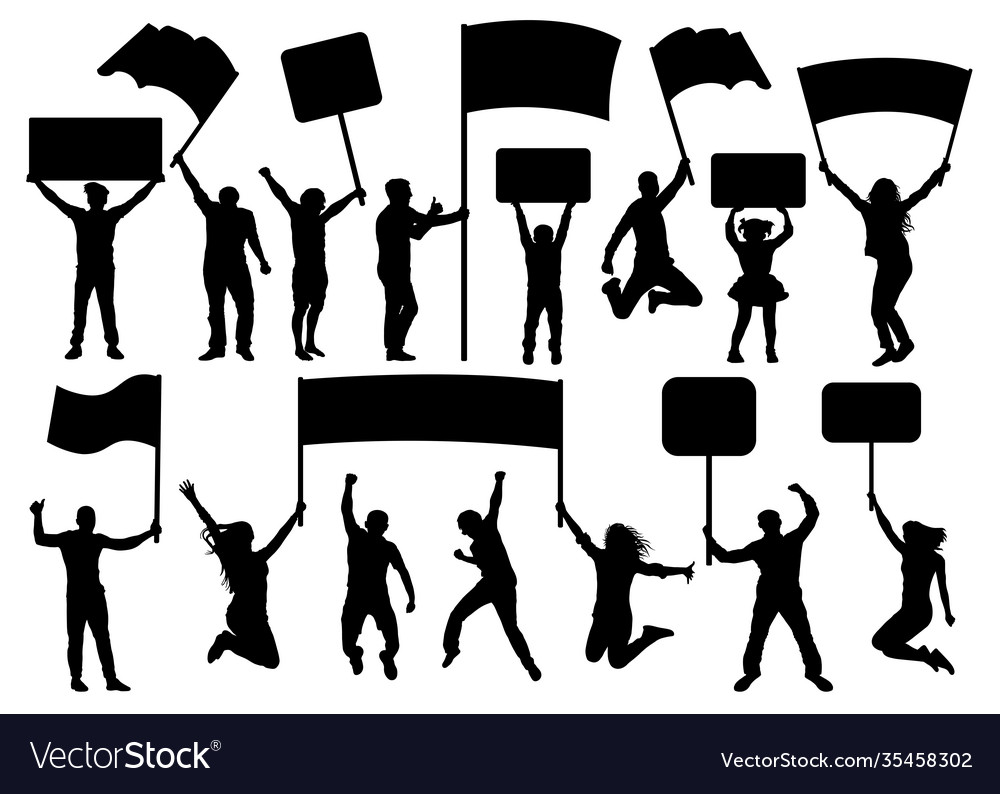 Crowd people silhouette set banner Royalty Free Vector Image