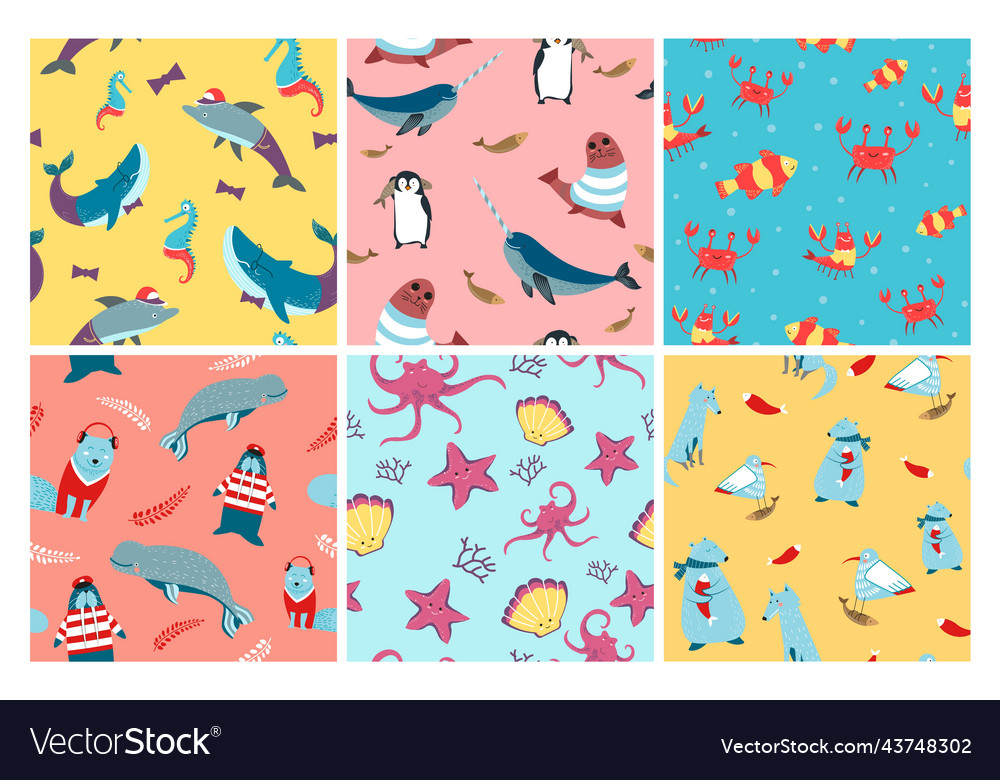 Decorative pattern with polar animal sea creature vector image Decorative pattern with polar animal sea creature