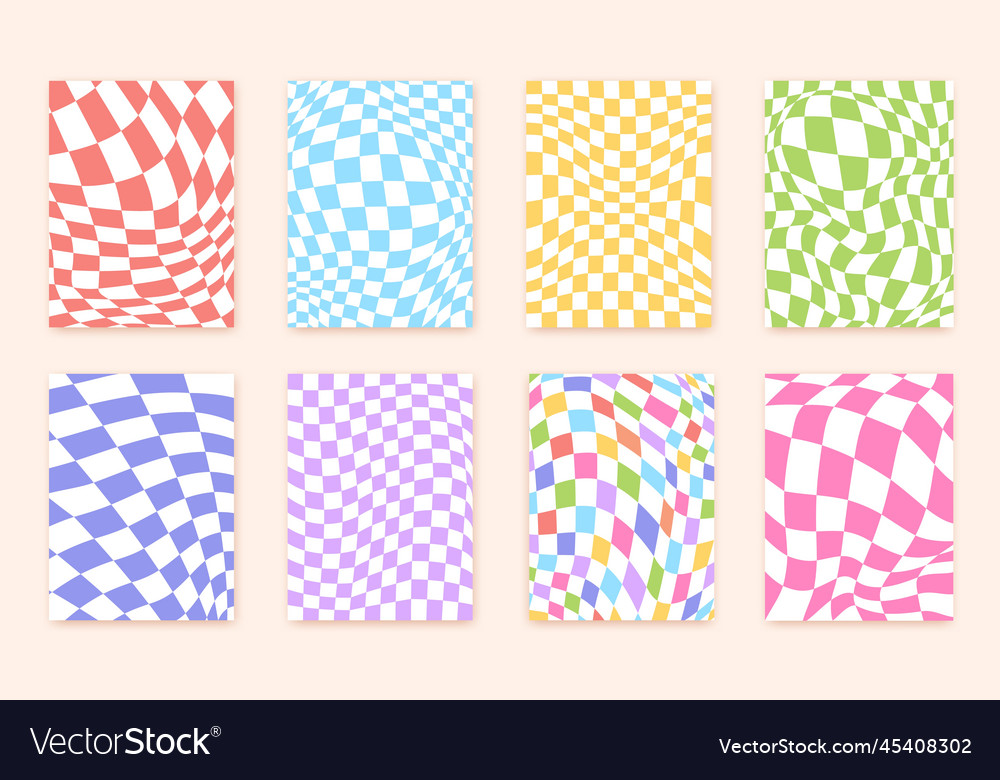 Distorted Checkered Posters Patterns Distortion Vector Image