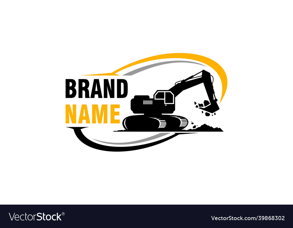 Excavator logo template heavy equipment logo Vector Image