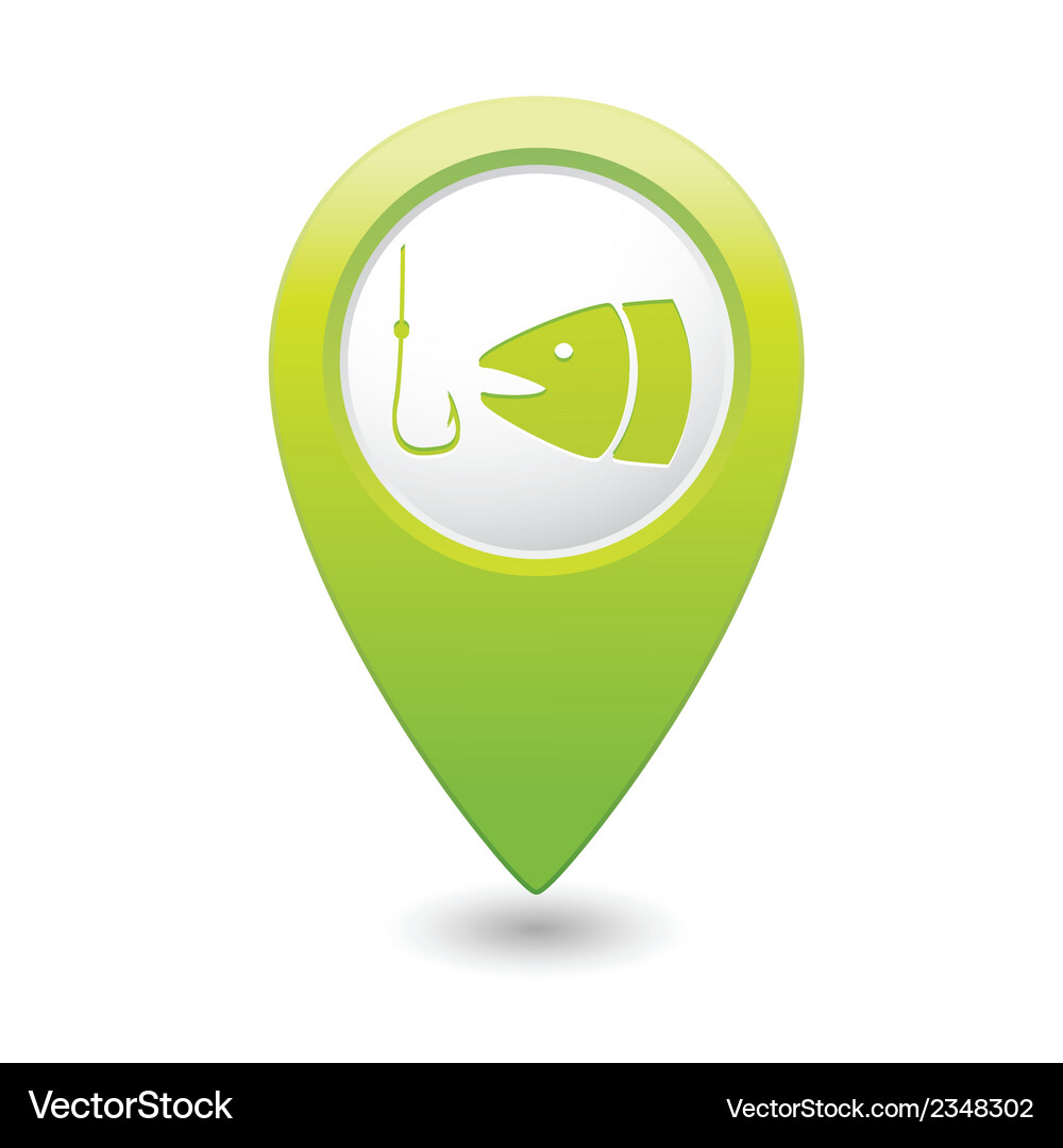 Fishing icon green map pointer Royalty Free Vector Image