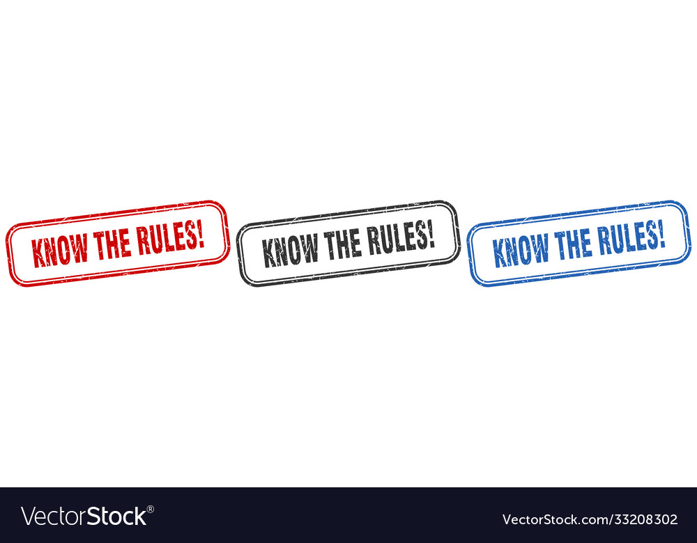 Know rules square isolated sign set