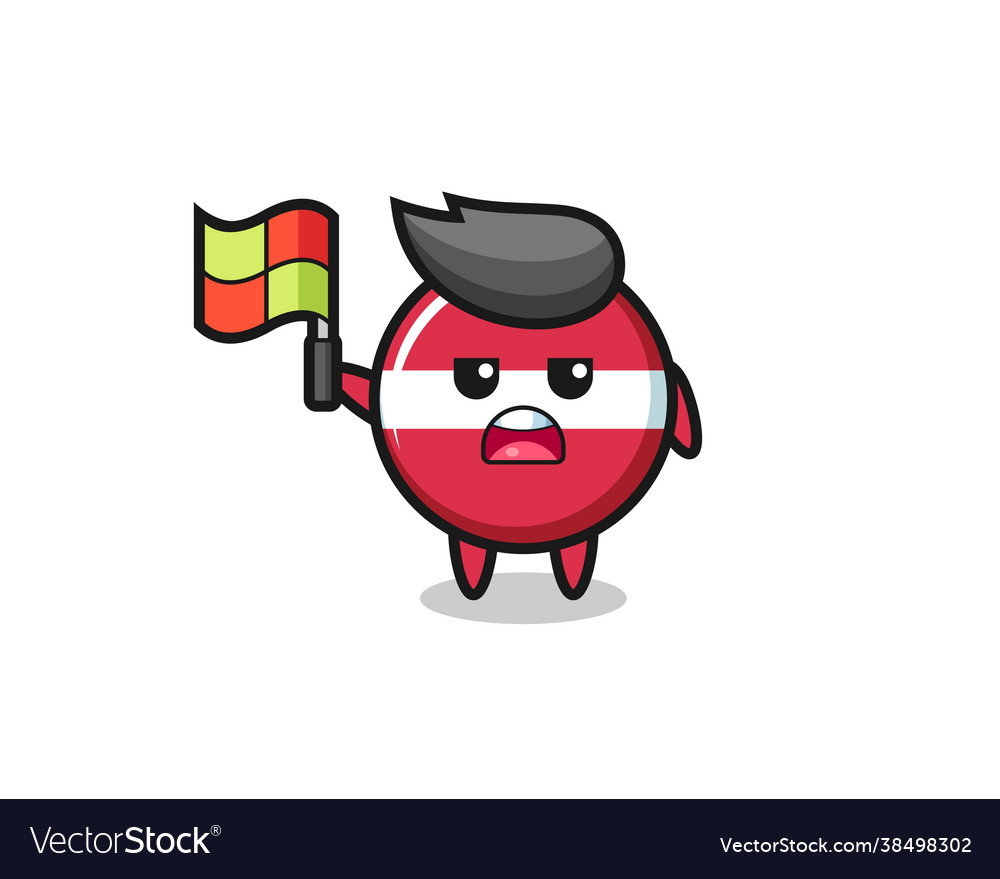 Latvia flag badge character as line judge putting