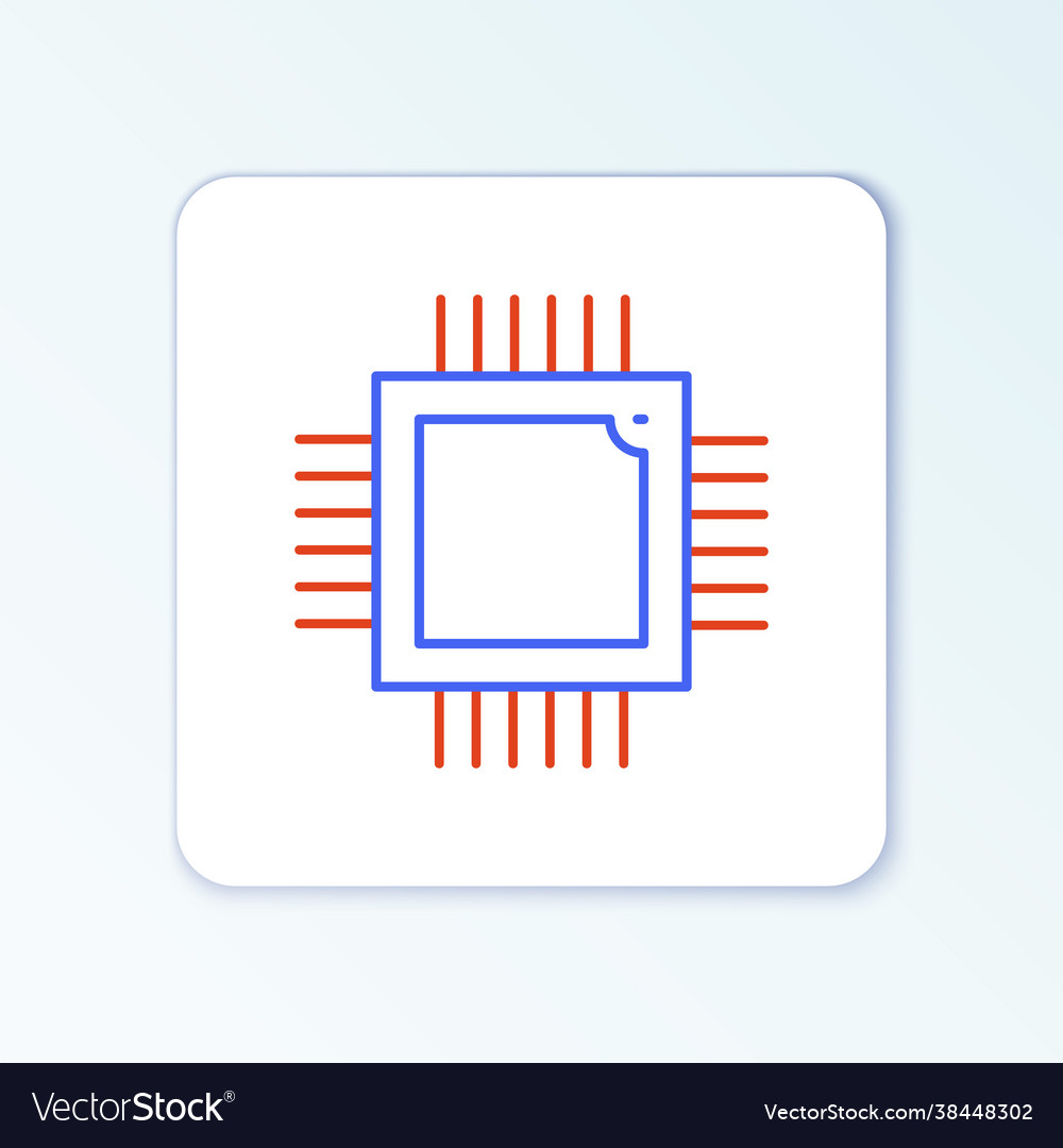 Line computer processor with microcircuits cpu vector image Line computer processor with microcircuits cpu