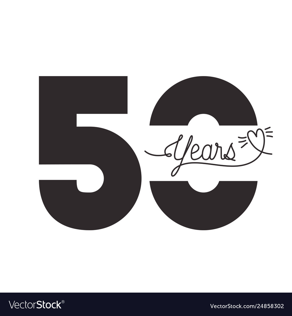 Number 50 for anniversary celebration card icon