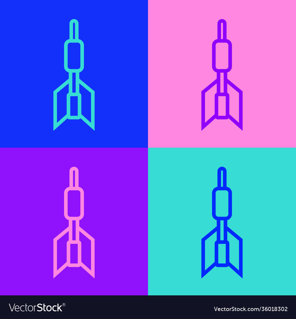 Pop art line dart arrow icon isolated on color vector image Pop art line dart arrow icon isolated on color