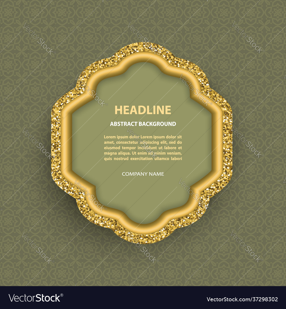 Poster with golden glittering arabic frame vector image Poster with golden glittering arabic frame