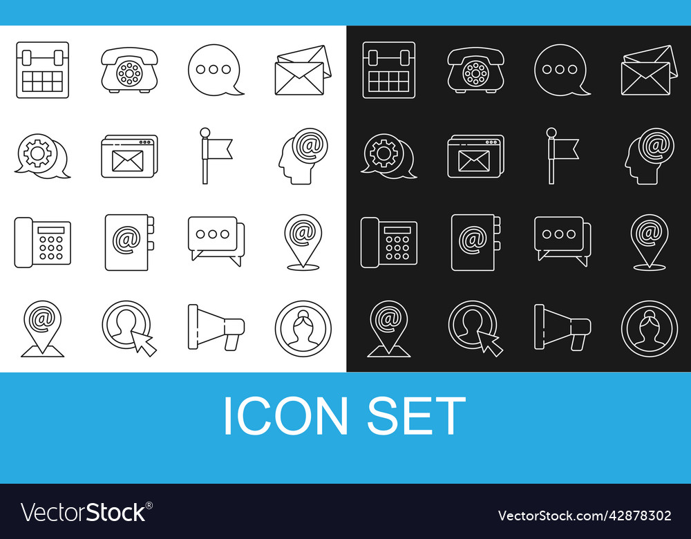 Set line create account screen location and mail vector image Set line create account screen location and mail