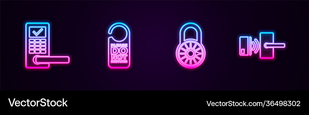 Set line digital door lock with wireless please Vector Image