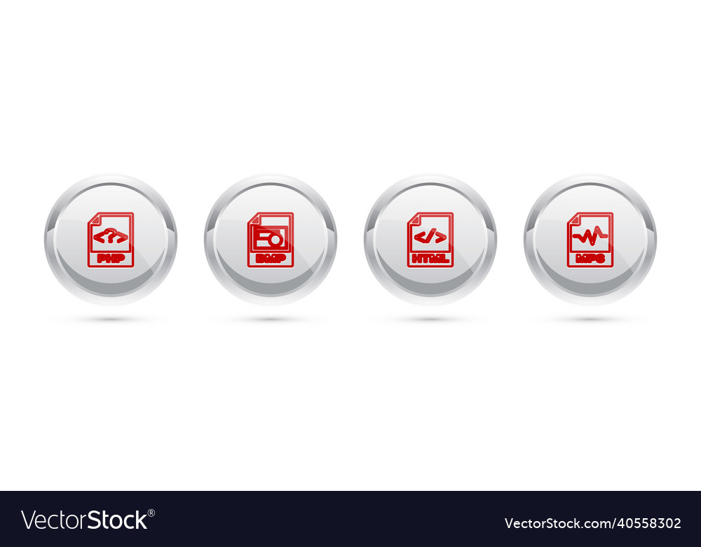 Set line php file document bmp html and mp3 Vector Image Set line php file document bmp html and mp3