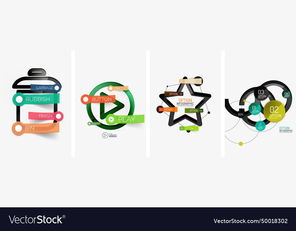 Set of infographics with line design icons