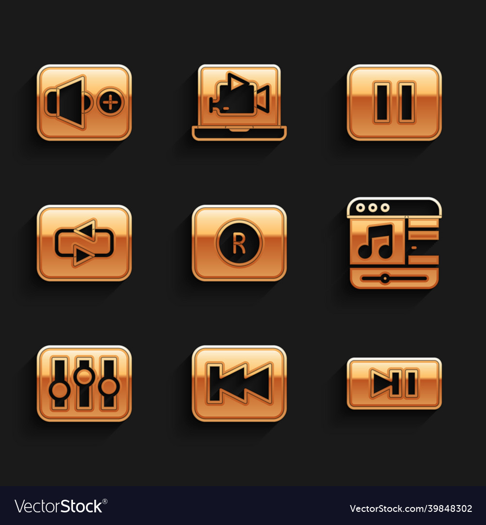 Set record button rewind pause music player vector image Set record button rewind pause music player