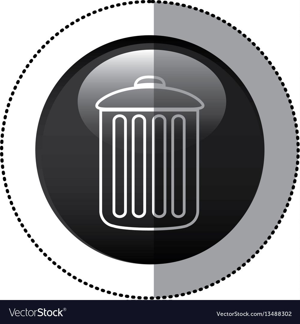 Sticker black circular frame with trash container vector image Sticker black circular frame with trash container