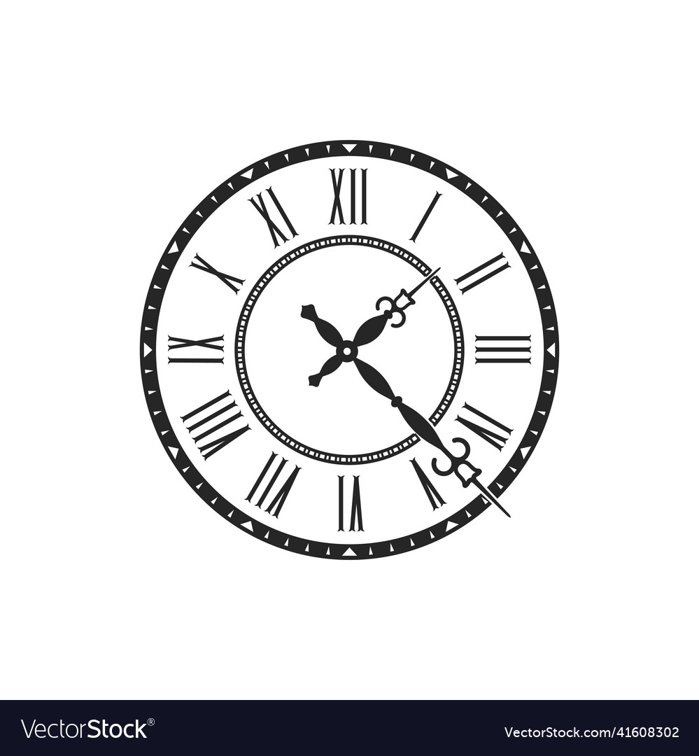 Time watch face isolated dial with roman numerals Vector Image